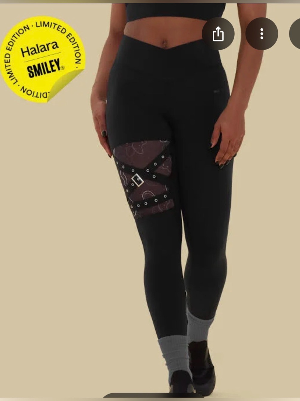 HALARA X Smiley Ultrasculpt High Waisted Crossover Mesh Decorative Buckle Yoga